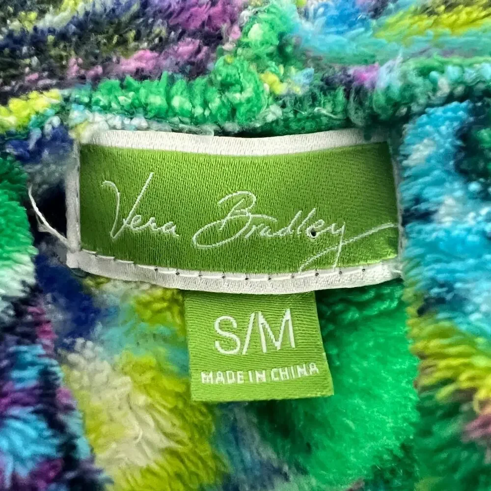 Vera Bradley Womens S/M Boho Maximalist Y2K Plush Loungewear Hooded Tie Robe
